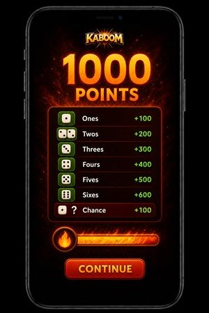 Kaboom 1000 point turn summary screen